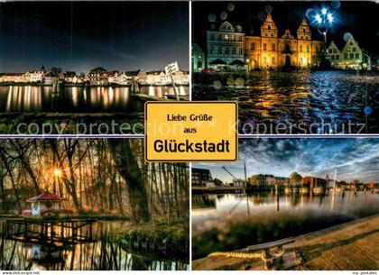 Glueckstadt Stadtpanoramen Nachtaufnahme
