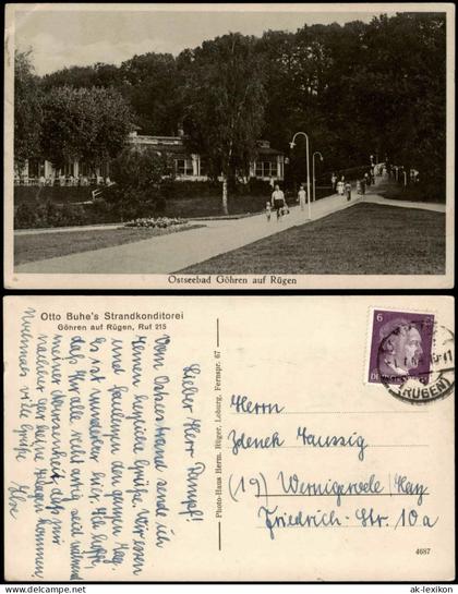 Ansichtskarte Göhren (Rügen) Otto Buhe's Strandkonditorei 1941