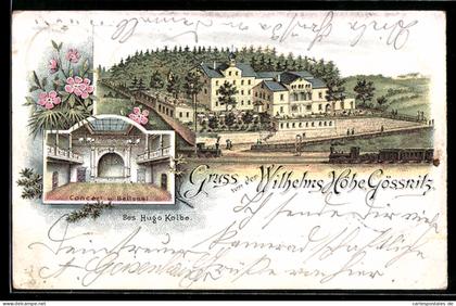 Lithographie Gössnitz, Gasthaus auf der Wilhelms Höhe