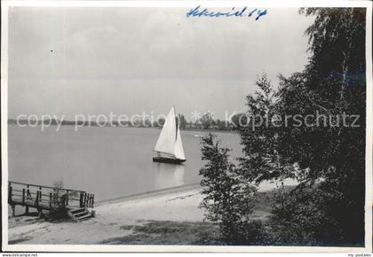 Schwielochsee Steg Strand Segelboot