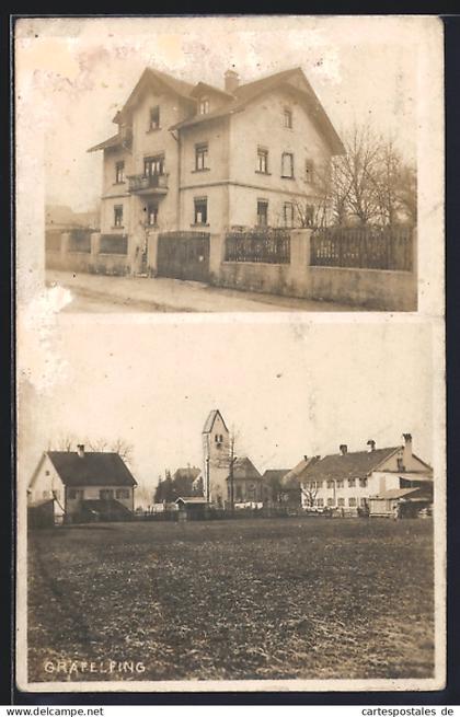 Foto-AK Gräfelfing, Strassenpartie mit Gebäudeansicht, Ortspartie