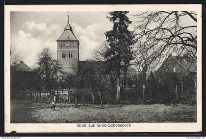 AK Gross-Schönebeck, Blick zur Kirche