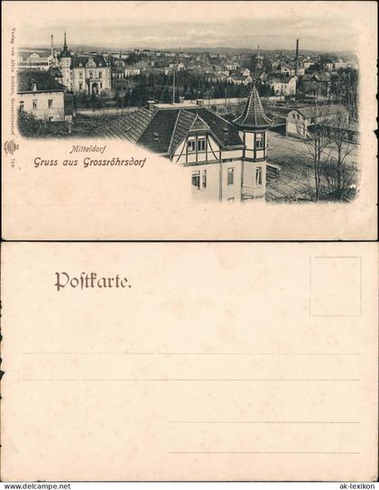 Ansichtskarte Großröhrsdorf Mitteldorf Straßen Villen Fabrik 1908