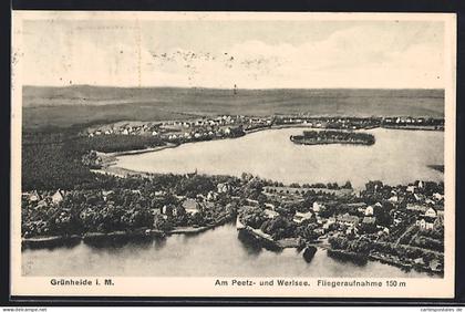 AK Grünheide i. M., Peetzsee, Werlsee, Fliegeraufnahme