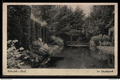 AK Gütersloh i. Westf., Stadtpark, Teich