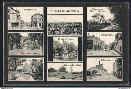 AK Gütersloh, Königstrasse, Villen unter Meiers Bäumen, Blessenstätte, Altes Küsterhaus