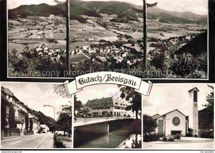 Gutach Breisgau BW Panorama Tal Felder Dorf Strasse Bruecke Kirche Glockenturm W