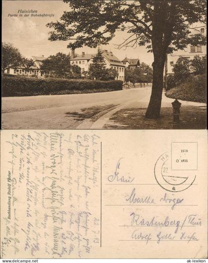Ansichtskarte Hainichen Partie in der Bahnhofstraße 1922