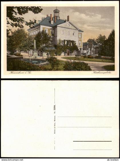 Ansichtskarte Hainichen Rathausplatz 1925