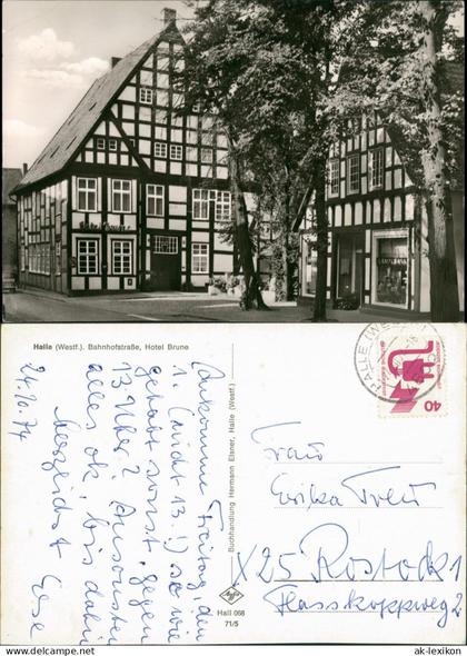 Ansichtskarte Halle (Westfalen) Bahnhofstraße, Hotel Brune 1971