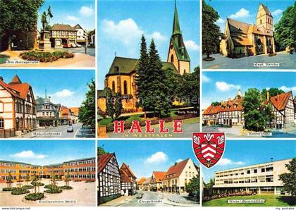 Halle Westfalen Amtsgericht Denkmal Strassenpartien Schulzentrum Kirche Gymnasiu