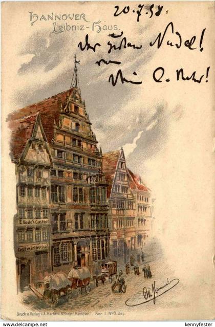 Hannover - Leibnitz Haus - Litho
