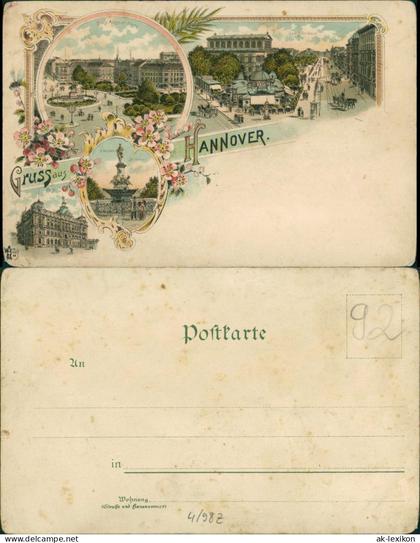 Litho AK Hannover Plätze - Denkmäler - Georfstraße, Post, Brunnen 1900