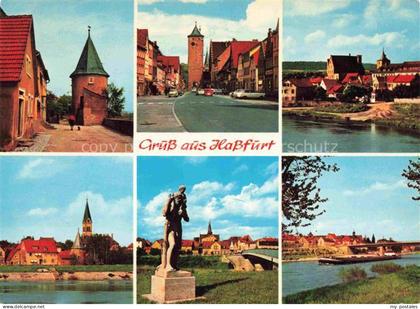 Hassfurt Main Bayern Orts und Teilansichten Turm Mainpartie Denkmal