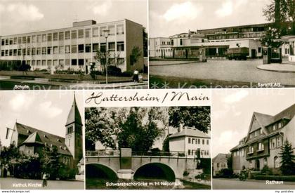 Hattersheim Main Schule Sarotti AG Kath Kirche Schwarzbachbruecke mit hl Nepomuk