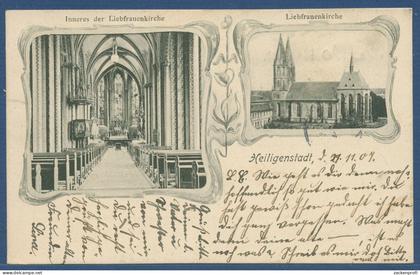 Heiligenstadt Liebfrauenkirche mit Innenansicht, gelaufen 1907 (AK5930)