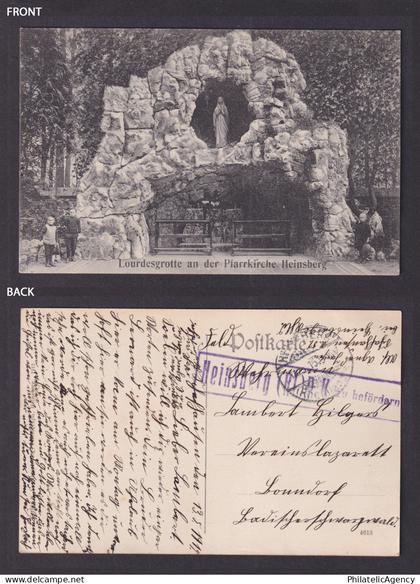 Postcard WWI Feldpost Lourdes Grotto Heinsberg Germany 1914