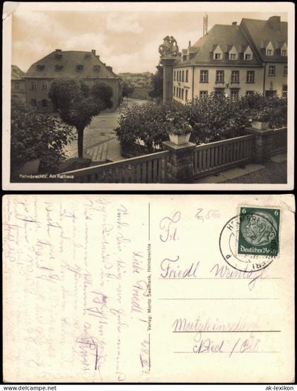Ansichtskarte Helmbrechts Straßenpartie am Rathaus 1937