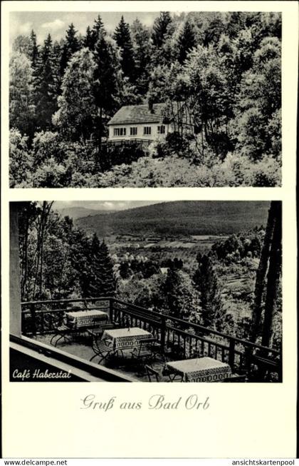 CPA Bad Orb im Main Kinzig Kreis Hessen, Cafe Haberstal, Terrasse, Panorama