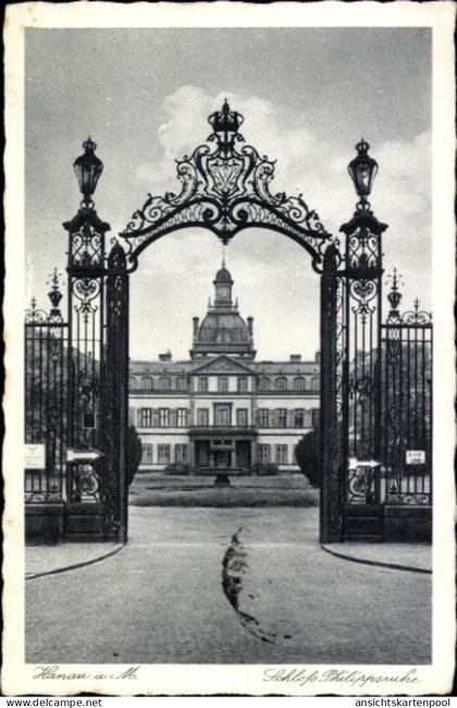 CPA Hanau Main Kinzig Kreis, Blick durch das Eisentor auf Schloß Phillipsruhe
