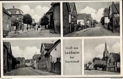 CPA Leeheim Riedstadt Hessen, Straßenpartie, Kirche, Fachwerkhaus