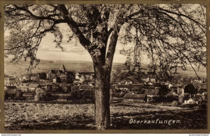 CPA Oberkaufungen Kaufungen Hessen, Blick auf Baum im Vordergrund, sepiafarbene Darstellung