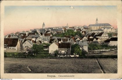 CPA Treysa Schwalmstadt Hessen, Treysa Gesamtansicht, Häuser, Bäume, Landschaft