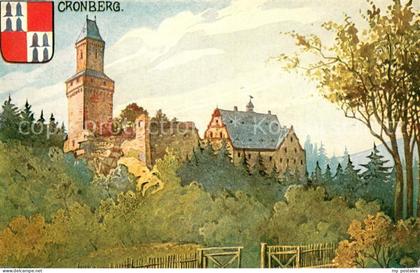 Kronberg Taunus Burg Kronberg Wappen Kuenstlerkarte