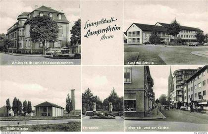 Lampertheim Bergstrasse Amtsgericht und Friedensbrunnen Goethe Schule Kath Kirch