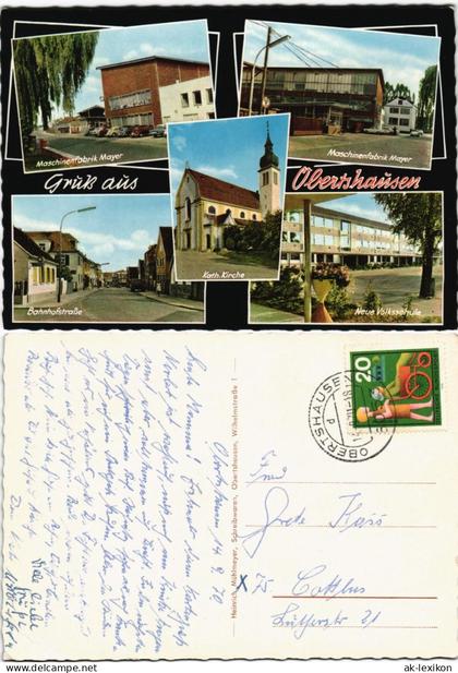 Obertshausen Mehrbild-AK Maschinenfabrik Mayer, Volksschule, Bahnhofstr. 1970