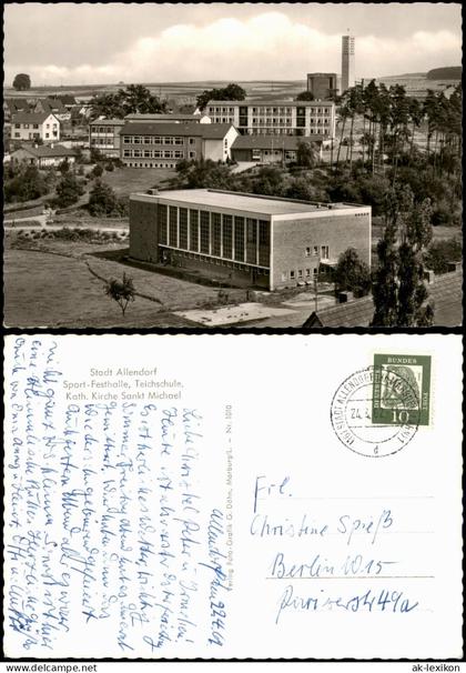 Stadtallendorf Stadtpartie Kirche Schule Festhalle 1962  b. Marburg