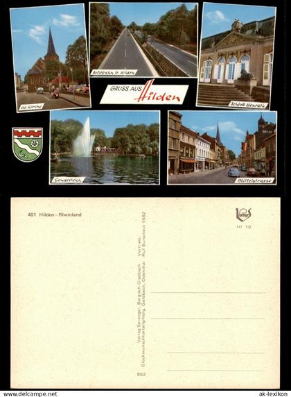 Hilden Mehrbild-AK  Schloß Benrath, Mittelstrasse Autobahn b. Hilden 1970