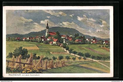 AK Hochkirch, Ortsansicht mit dem Czorneboh
