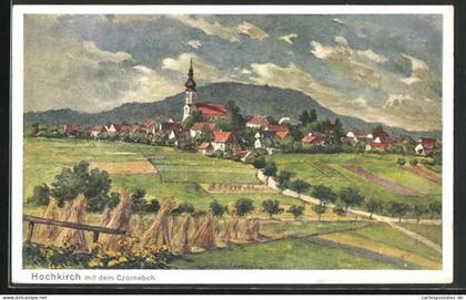 AK Hochkirch, Ortsansicht mit Kirche und Czorneboh