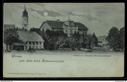 Mondschein-AK Höchenschwand, Gasthof und Pension Höchenschwand, Kirche