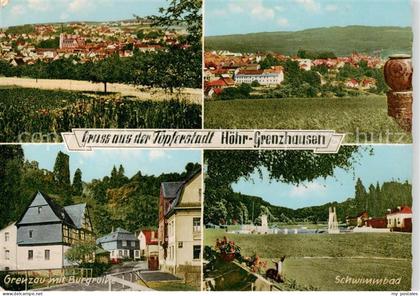 Hoehr-Grenzhausen Panorama Grenzau mit Burgruine Schwimmbad