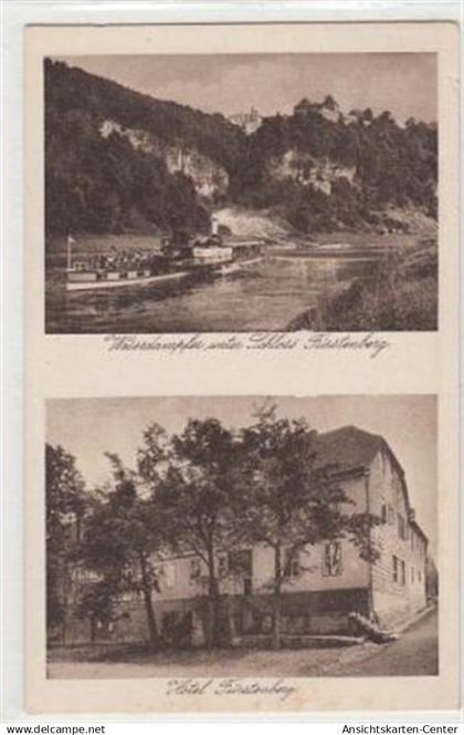 39085406 - Weserdampfer unter Schloss Fuerstenberg und Hotel Fuerstenberg ungelaufen  leichte Abschuerfungen, leicht fl
