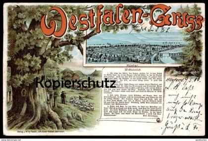 ALTE LITHO POSTKARTE GRUSS AUS HÖXTER WESTFALENGRUSS WESTFALENLIED EMIL RITTERSHAUS Westfalen postcard AK Ansichtskarte