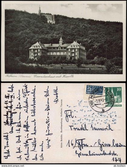 Ansichtskarte Hofheim (Taunus) Exerzitienhaus mit Kapelle 1949