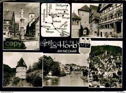 Horb Neckar Panorama Brunnen Fachwerk