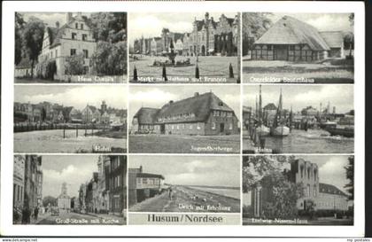 Husum Nordfriesland Husum Hafen Brunnen Deich Kirche