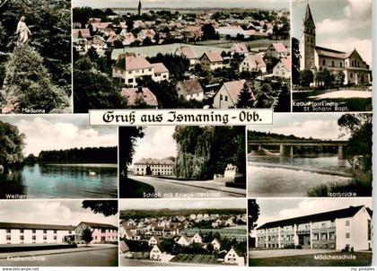 Ismaning Panorama Madonna Kath Pfarrkirche St Johann Paptist Weiher Schloss mit