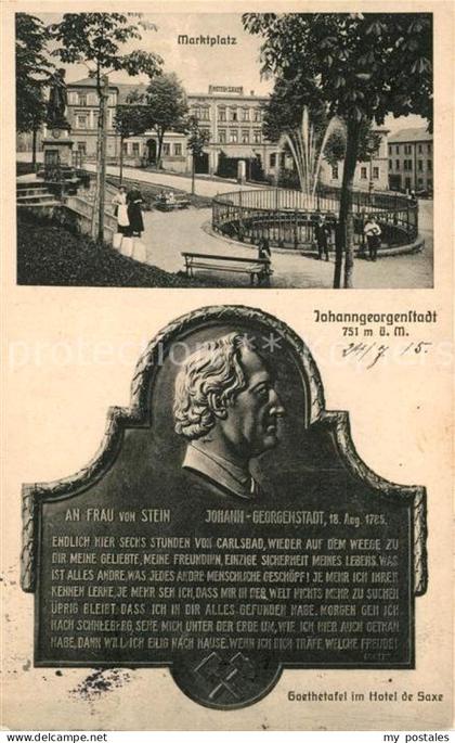 Johanngeorgenstadt Marktplatz Goethetafel im Hotel de Saxe