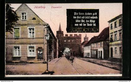 AK Jüterbog, Dammtor mit Pferdebahn