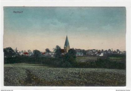 39069925 - Gettorf mit Blick auf die Kirche gelaufen, 1912. Gute Erhaltung.