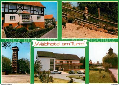 Burgholz Kirchhain Waldhotel am Turm Wildgehege Aussichtsturm