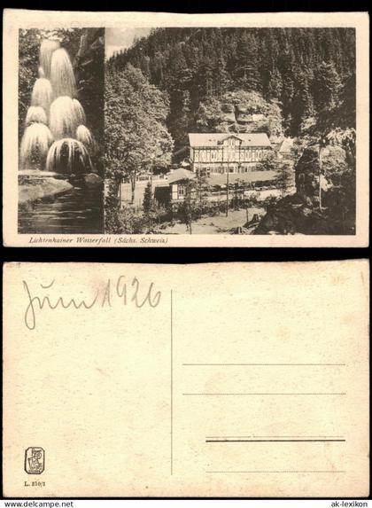 Ansichtskarte Lichtenhain-Sebnitz Lichtenhainer Wasserfall Kirnitzschtal 1926