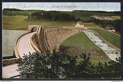 AK Klingenberg / Sachsen, Talsperre, Sperrmauer und Überlauf