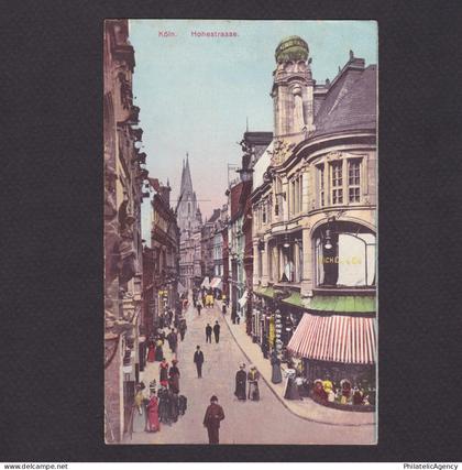GERMANY 1913, Postcard, Cologne, Hohe Straße, send to Denmark