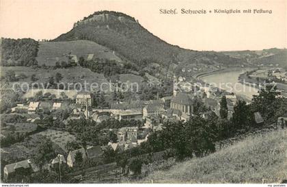Koenigstein Saechsische Schweiz Koenigstein mit Festung